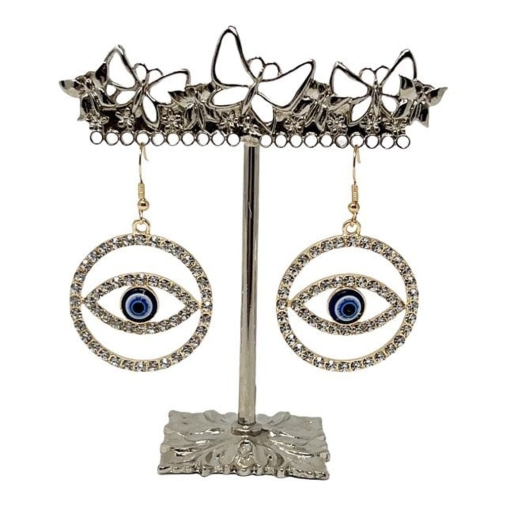 Evil Eye Earrings Rhinestone Statement Dangle Women's Jewelry